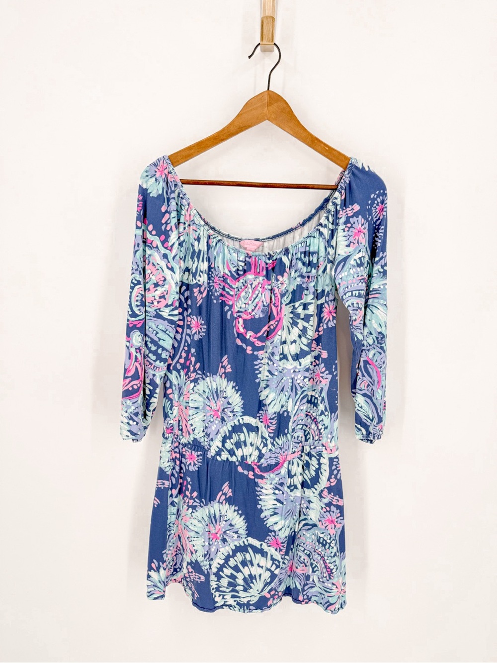 Lilly Pulitzer Blue Floral Off Shoulder Skort Romper